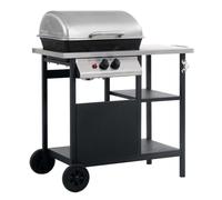vidaXL Barbecue à gaz avec tablette à 3 couches Noir et argenté