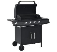 vidaXL Barbecue à gaz 4+1 zones avec thermomètre intégré et roulettes Noir
