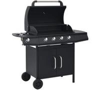 vidaXL Barbecue à gaz 4+1 zones avec thermomètre intégré et roulettes Noir
