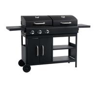vidaXL Barbecue combiné gaz et charbon 3 brûleurs 47388 Noir