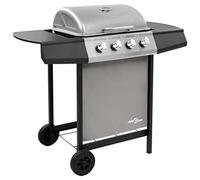vidaXL Barbecue Gril à Gaz avec 4 Brûleurs d'Extérieur Grille de Cuisson Barbecue de Jardin Barbecue de Terrasse Noir et Argenté