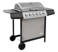 vidaXL Barbecue à gaz 48553 - 6 brûleurs - Noir et argent