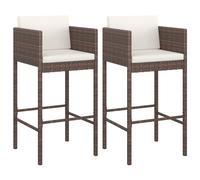vidaXL Barhocker 2 Stk. mit Kissen Braun Poly Rattan