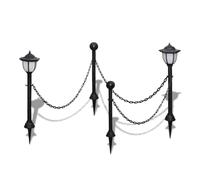 vidaXL Barrière à Chaîne 2 Lampe Solaire et 2 Poteaux Jardin Terrasse Patio