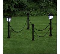 vidaXL Barrière à Chaîne 2 Lampe Solaire et 2 Poteaux Jardin Terrasse Patio