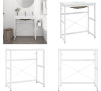 vidaXL Bâti de lavabo de salle de bain avec lavabo blanc Fer - Bâti de lavabo - Bâti de lavabo - Bâti de cadre de lavabo