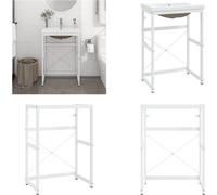 vidaXL Bâti de lavabo de salle de bain avec lavabo blanc Fer - Bâti de lavabo - Bâti de lavabo - Bâti de cadre de lavabo