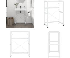 vidaXL Bâti de lavabo de salle de bain blanc 59x38x83 cm Fer - Bâti de lavabo - Bâti de lavabo - Cadre de lavabo - Support de lavabo
