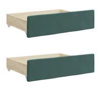 vidaXL Tiroirs de lit 2 pièces en bois d'ingénierie et velours, vert foncé