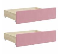 vidaXL Bed Drawers 2 pcs Pink Engineered Wood and Velvet, Storage Drawer, Bed Box, Bed Storage Unit, Under Bed Drawer, Bedroom Accessory