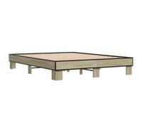 vidaXL Bed Frame Sonoma Oak 150x200 cm Engineered Wood and Metal, Bed, Guest Bed, Double Bed, Bedroom Furniture, Bed Base