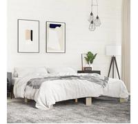 vidaXL Bed Frame Sonoma Oak 200x200 cm Engineered Wood and Metal, bed, guest bed, double bed, bedroom furniture, bed base 3280218