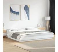 vidaXL Bed Frame with LED Lights White 180x200cm Engineered Wood, bedroom furniture, bed base, pallet bed, bed, double bed, 3281077 Blanc G