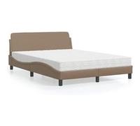 vidaXL Bed met matras kunstleer cappuccinokleurig 140x200 cm3208421 Marron G