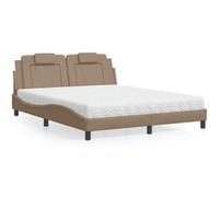 vidaXL Bed met matras kunstleer cappuccinokleurig 160x200 cm3208807 Marron G