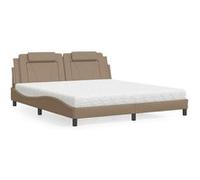 vidaXL Bed met matras kunstleer cappuccinokleurig 180x200 cm3208814 Marron G