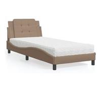 vidaXL Lit avec matelas similicuir cappuccino 90x190 cm