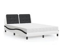 vidaXL Bed met matras kunstleer wit en zwart 140x190 cm3208865 Blanc G