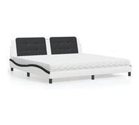 vidaXL Bed met matras kunstleer wit en zwart 200x200 cm3208893 Blanc G