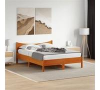 vidaXL Cadre de lit double avec sommier à lattes Bois de pin massif cire marron 140x190 cm