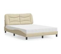 vidaXL Bed met matras stof crÃmekleurig 140x190 cm3208532 Blanc G