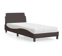 vidaXL Lit avec matelas Dover tissu marron foncé 90x200 cm