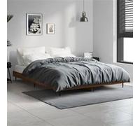 vidaXL Bedframe bewerkt hout bruin eikenkleur 135x190 cm832292 Marron G