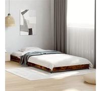 vidaXL Bedframe bewerkt hout en metaal gerookt eikenkleurig 100x200 cm845173 Marron G