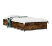 vidaXL Cadre de lit chêne fumé 75x190 cm bois travaillé et métal multicolore