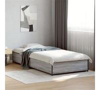 vidaXL Cadre de lit sans matelas Sonoma gris en bois et métal 100x200 cm
