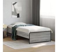 vidaXL Bedframe bewerkt hout en metaal grijs sonoma eiken 75x190 cm845254 Gris G