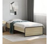 vidaXL Bedframe bewerkt hout en metaal sonoma eikenkleurig 75x190 cm845252 Marron G
