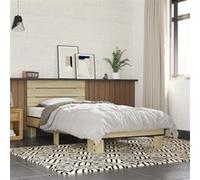 vidaXL Bedframe bewerkt hout en metaal sonoma eikenkleurig 75x190 cm845748 Marron G