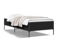 vidaXL Bedframe bewerkt hout en metaal zwart 100x200 cm844961 Noir G