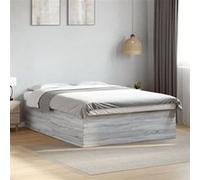 vidaXL Bedframe bewerkt hout grijs sonoma eikenkleurig 150x200 cm3280921 Gris G