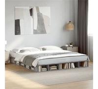 vidaXL Bedframe bewerkt hout grijs sonoma eikenkleurig 200x200 cm3280452 Gris G