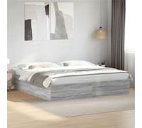 vidaXL Cadre de lit 3280991 Bois travaillé Sonoma gris 200x200 cm Sans matelas