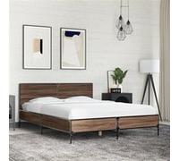 vidaXL Bedframe bewerkt hout metaal bruin eikenkleur 140x200 cm3280001 Marron G