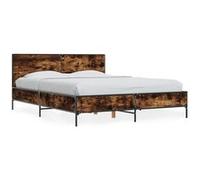 vidaXL Bedframe bewerkt hout metaal gerookt eikenkleurig 140x190 cm3280034 Marron G