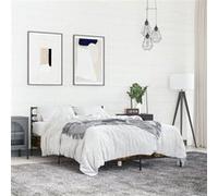 vidaXL Bedframe bewerkt hout metaal gerookt eikenkleurig 140x190 cm3280079 Marron G