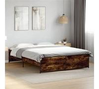 vidaXL Cadre de lit sans matelas chêne fumé 150 x 200 cm