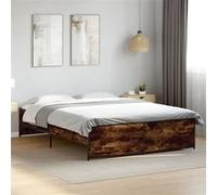 vidaXL Bedframe bewerkt hout metaal gerookt eikenkleurig 160x200 cm3279879 Marron G