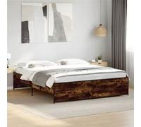 vidaXL Bedframe bewerkt hout metaal gerookt eikenkleurig 200x200 cm3279869 Marron G
