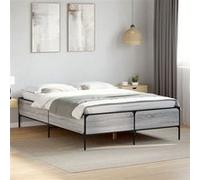 vidaXL Cadre de lit Sonoma gris – Bois travaillé & métal – 120x200 cm – Sans matelas