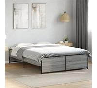 vidaXL Bedframe bewerkt hout metaal grijs sonoma eiken 120x200 cm3279895 Gris G