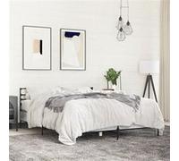 vidaXL Bedframe bewerkt hout metaal grijs sonoma eiken 120x200 cm3280040 Gris G