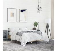 vidaXL Bedframe bewerkt hout metaal sonoma eikenkleurig 120x200 cm3280038 Marron G