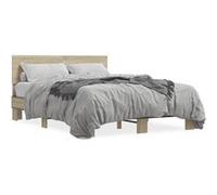 vidaXL Bedframe bewerkt hout metaal sonoma eikenkleurig 120x200 cm3280198 Marron G