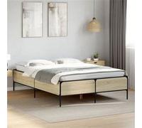 vidaXL Bedframe bewerkt hout metaal sonoma eikenkleurig 150x200 cm3279793 Marron G