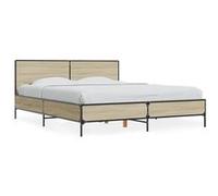 vidaXL Bedframe bewerkt hout metaal sonoma eikenkleurig 150x200 cm3280003 Marron G